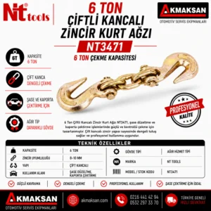6 Ton Çiftli Kancalı Zincir Kurt Ağzı