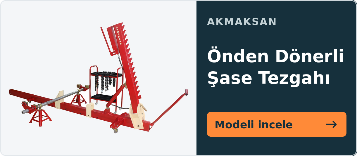 Oto Servis Ekipmanları 11 AKMAKSAN Önden Dönerli Şase Tezgahı – Modeli incele