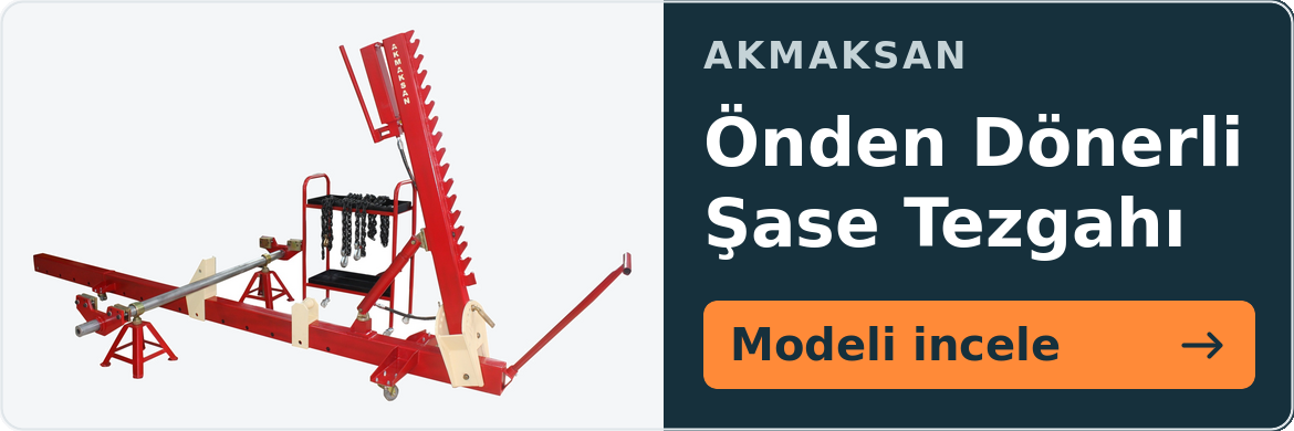 Oto Servis Ekipmanları 12 AKMAKSAN Önden Dönerli Şase Tezgahı – Modeli incele